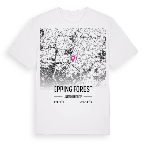 Epping Forest karta t-shirt – ekologisk bomull t-shirt från Pinshirt