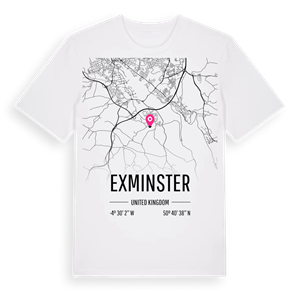 Exminster karta t-shirt – ekologisk bomull t-shirt från Pinshirt