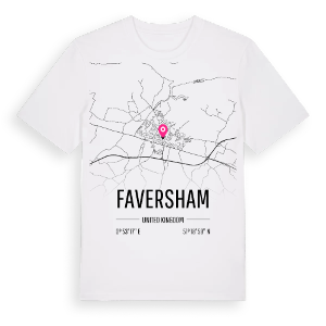 Faversham karta t-shirt – ekologisk bomull t-shirt från Pinshirt