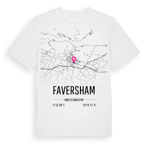 Faversham karta t-shirt – ekologisk bomull t-shirt från Pinshirt