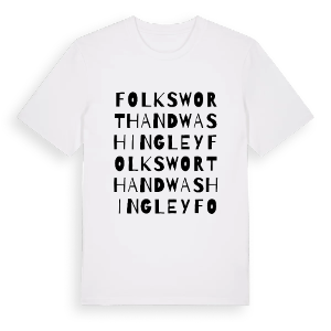 Folksworth and Washingley ordlek t-shirt – ekologisk bomull t-shirt från Pinshirt