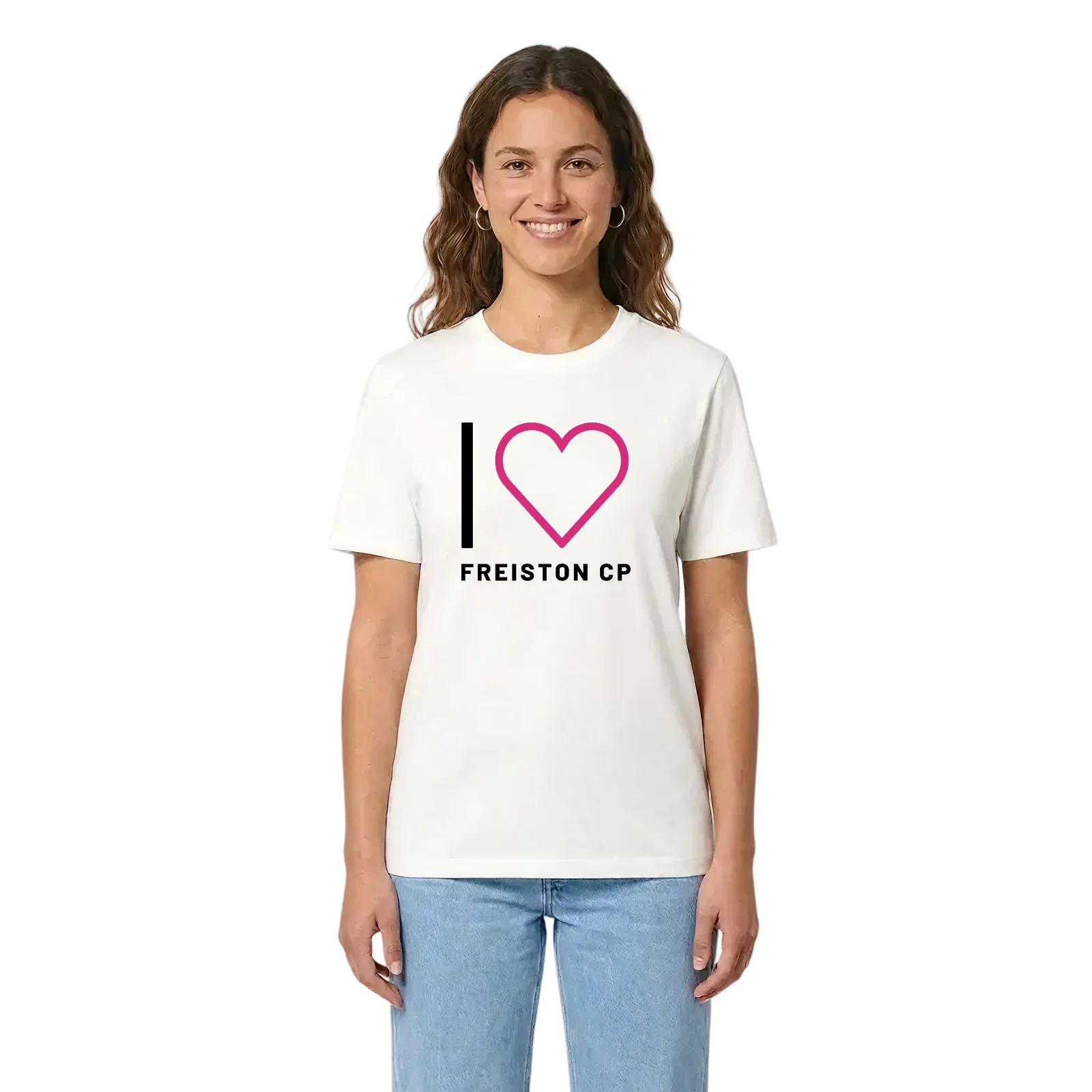 Jag älskar Freiston CP t-shirt stort tryck – White, i miljö