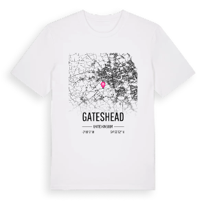 Gateshead karta t-shirt – ekologisk bomull t-shirt från Pinshirt
