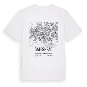 Gateshead karta t-shirt – ekologisk bomull t-shirt från Pinshirt