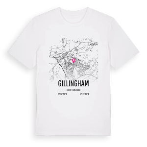 Gillingham karta t-shirt – ekologisk bomull t-shirt från Pinshirt