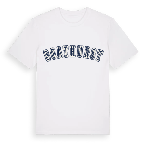 Goathurst college t-shirt – ekologisk bomull t-shirt från Pinshirt