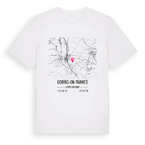 Goring-on-Thames karta t-shirt – ekologisk bomull t-shirt från Pinshirt