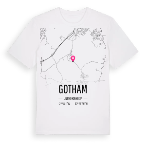 Gotham karta t-shirt – ekologisk bomull t-shirt från Pinshirt