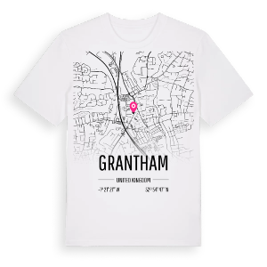 Grantham karta t-shirt – ekologisk bomull t-shirt från Pinshirt