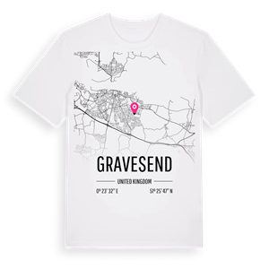 Gravesend karta t-shirt – ekologisk bomull t-shirt från Pinshirt