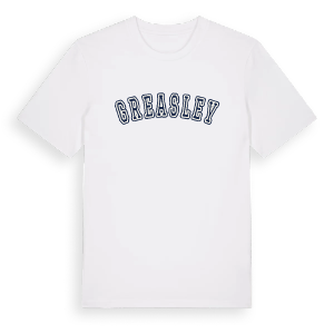 Greasley college t-shirt – ekologisk bomull t-shirt från Pinshirt