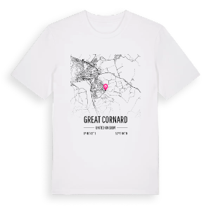 Great Cornard karta t-shirt – ekologisk bomull t-shirt från Pinshirt