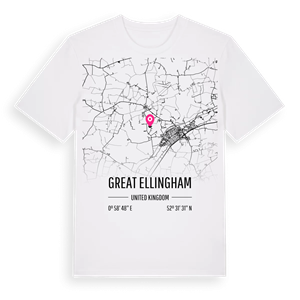 Great Ellingham karta t-shirt – ekologisk bomull t-shirt från Pinshirt