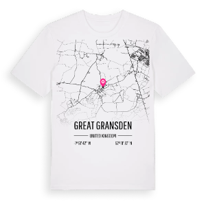 Great Gransden karta t-shirt – ekologisk bomull t-shirt från Pinshirt
