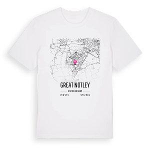 Great Notley karta t-shirt – ekologisk bomull t-shirt från Pinshirt