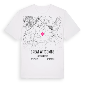 Great Witcombe karta t-shirt – ekologisk bomull t-shirt från Pinshirt