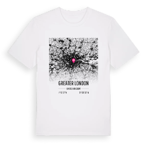 Greater London karta t-shirt – ekologisk bomull t-shirt från Pinshirt