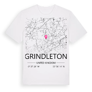 Grindleton karta t-shirt – ekologisk bomull t-shirt från Pinshirt