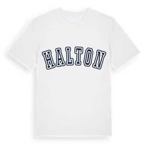 Halton college t-shirt – ekologisk bomull t-shirt från Pinshirt