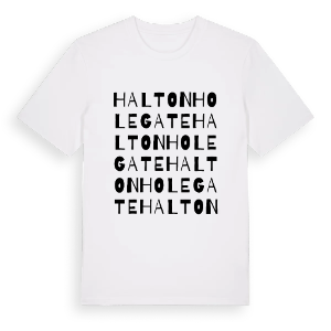 Halton Holegate ordlek t-shirt – ekologisk bomull t-shirt från Pinshirt