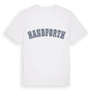 Handforth college t-shirt – ekologisk bomull t-shirt från Pinshirt