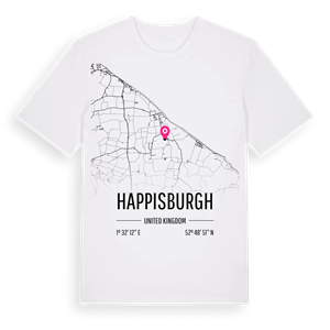 Happisburgh karta t-shirt – ekologisk bomull t-shirt från Pinshirt