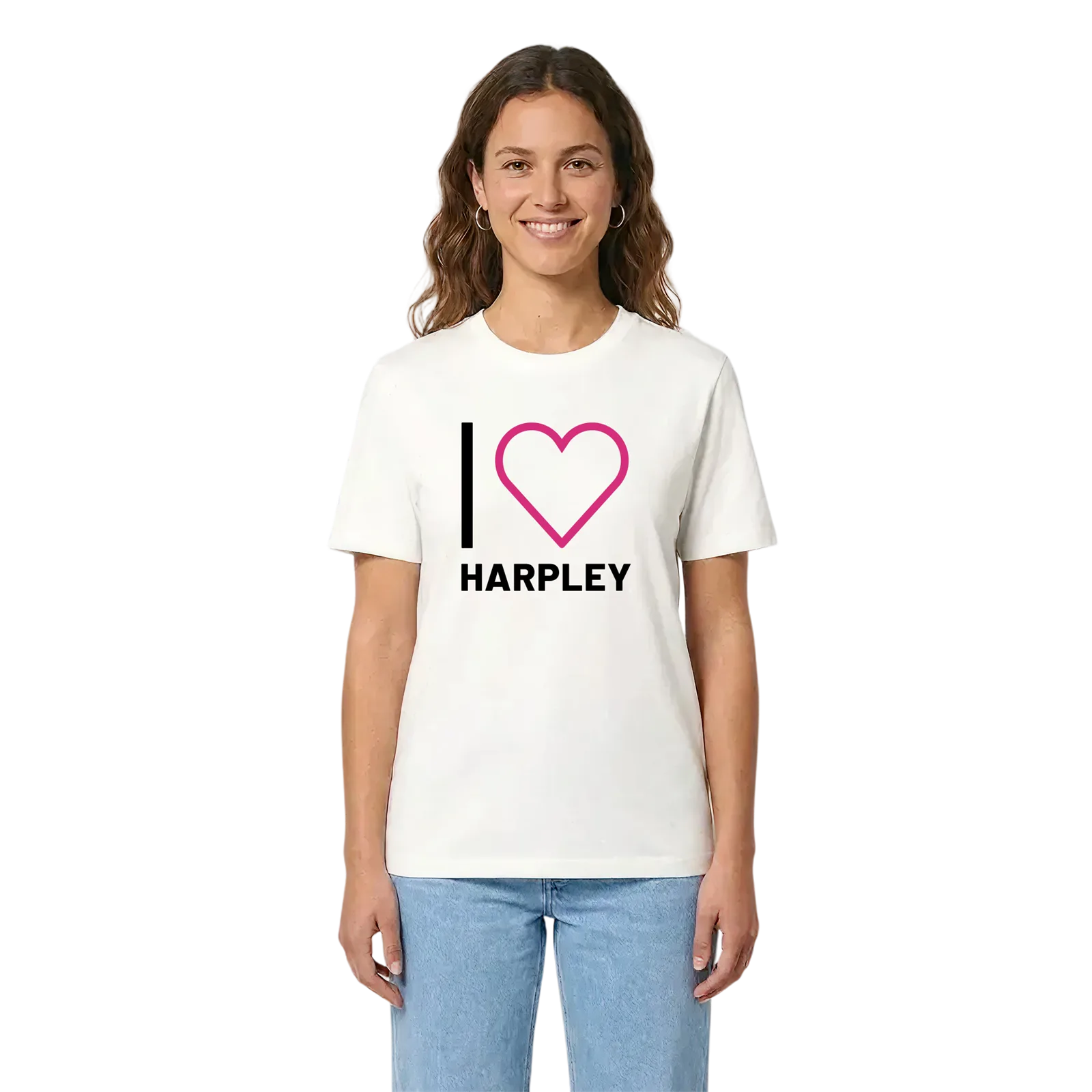 Jag älskar Harpley t-shirt stort tryck – White, i miljö