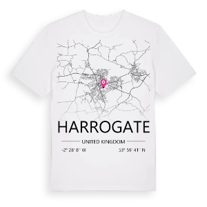 Harrogate karta t-shirt – ekologisk bomull t-shirt från Pinshirt