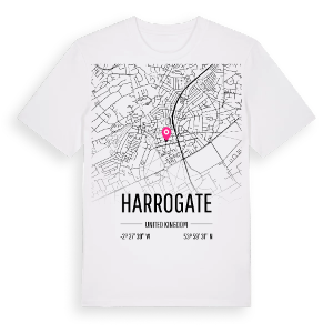 Harrogate karta t-shirt – ekologisk bomull t-shirt från Pinshirt