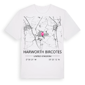 Harworth Bircotes karta t-shirt – ekologisk bomull t-shirt från Pinshirt