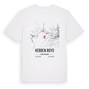 Hebden Royd karta t-shirt – ekologisk bomull t-shirt från Pinshirt