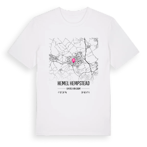 Hemel Hempstead karta t-shirt – ekologisk bomull t-shirt från Pinshirt