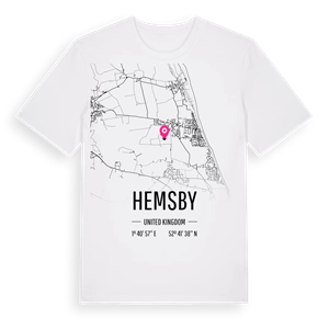 Hemsby karta t-shirt – ekologisk bomull t-shirt från Pinshirt