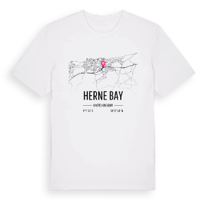 Herne Bay karta t-shirt – ekologisk bomull t-shirt från Pinshirt