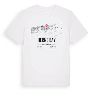 Herne Bay karta t-shirt – ekologisk bomull t-shirt från Pinshirt