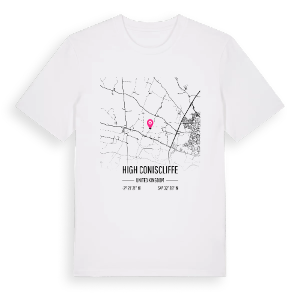 High Coniscliffe karta t-shirt – ekologisk bomull t-shirt från Pinshirt