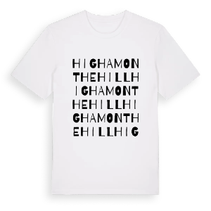 Higham on the Hill ordlek t-shirt – ekologisk bomull t-shirt från Pinshirt