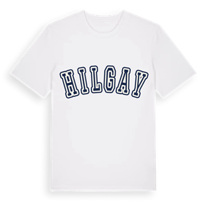 Hilgay college t-shirt – ekologisk bomull t-shirt från Pinshirt