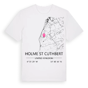 Holme St Cuthbert karta t-shirt – ekologisk bomull t-shirt från Pinshirt