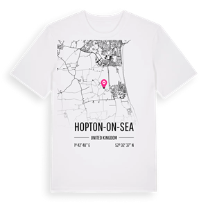 Hopton-on-Sea karta t-shirt – ekologisk bomull t-shirt från Pinshirt