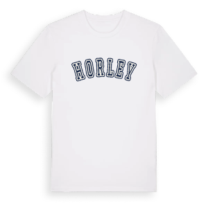 Horley college t-shirt – ekologisk bomull t-shirt från Pinshirt