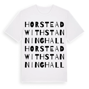 Horstead with Stanninghall ordlek t-shirt – ekologisk bomull t-shirt från Pinshirt