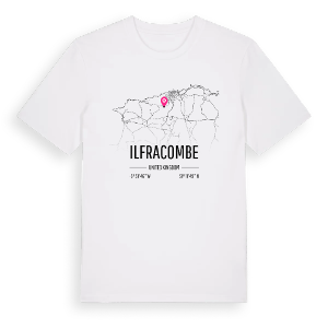 Ilfracombe karta t-shirt – ekologisk bomull t-shirt från Pinshirt