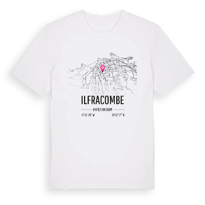 Ilfracombe karta t-shirt – ekologisk bomull t-shirt från Pinshirt
