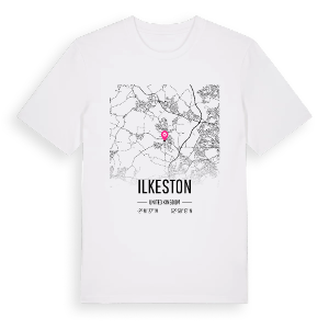 Ilkeston karta t-shirt – ekologisk bomull t-shirt från Pinshirt