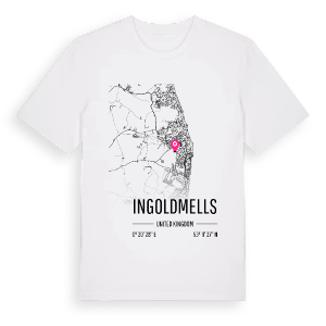Ingoldmells karta t-shirt – ekologisk bomull t-shirt från Pinshirt