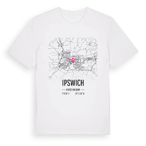 Ipswich karta t-shirt – ekologisk bomull t-shirt från Pinshirt