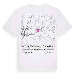 Itchen Stoke and Ovington karta t-shirt – ekologisk bomull t-shirt från Pinshirt