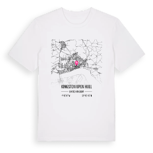 Kingston upon Hull karta t-shirt – ekologisk bomull t-shirt från Pinshirt