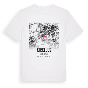 Kirklees karta t-shirt – ekologisk bomull t-shirt från Pinshirt